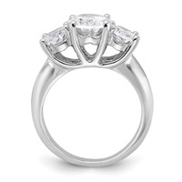 Sterling Silver Rhodium-plated 3 Stone CZ Ring view 2