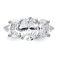 Sterling Silver Rhodium-plated 3 Stone CZ Ring view 5