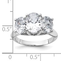 Sterling Silver Rhodium-plated 3 Stone CZ Ring view 3