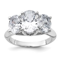 Sterling Silver Rhodium-plated 3 Stone CZ Ring view 1