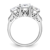 Sterling Silver Rhodium-plated 3 Stone CZ Ring view 2
