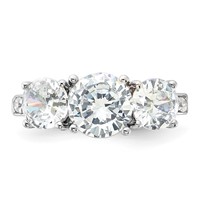 Sterling Silver Rhodium-plated 3 Stone CZ Ring view 5