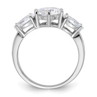 Sterling Silver Rhodium-plated 3 Stone CZ Ring view 2