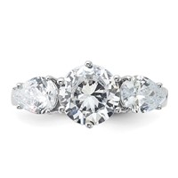 Sterling Silver Rhodium-plated 3 Stone CZ Ring view 5