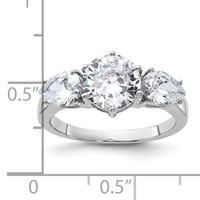 Sterling Silver Rhodium-plated 3 Stone CZ Ring view 3