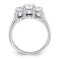 Sterling Silver Rhodium-plated 3 Stone CZ Ring view 2