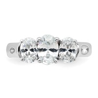 Sterling Silver Rhodium-plated 3 Stone CZ Ring view 5