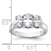 Sterling Silver Rhodium-plated 3 Stone CZ Ring view 3