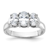 Sterling Silver Rhodium-plated 3 Stone CZ Ring view 1