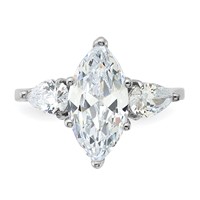 Sterling Silver Rhodium-plated Marquise Center CZ Ring view 5