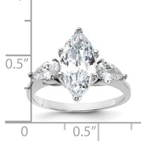 Sterling Silver Rhodium-plated Marquise Center CZ Ring view 3