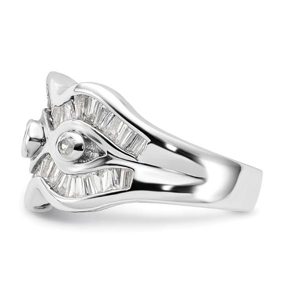 Sterling Silver Polished Wavy CZ Ring