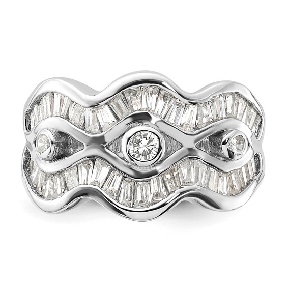 Sterling Silver Polished Wavy CZ Ring