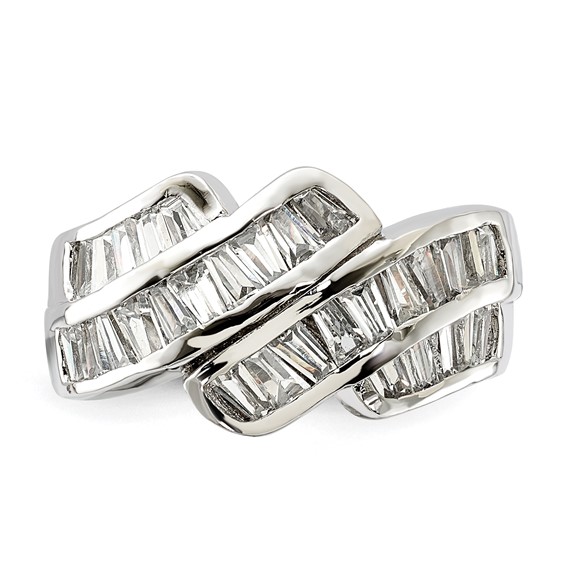 Sterling Silver Polished Fancy CZ Ring