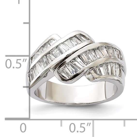 Sterling Silver Polished Fancy CZ Ring