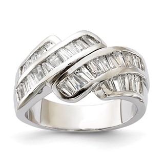 Sterling Silver Polished Fancy CZ Ring