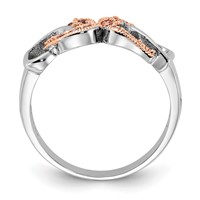 Sterling Silver & Rose-tone Vermeil Polished Pink CZ Heart Ring view 2