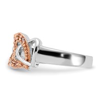 Sterling Silver & Rose-tone Vermeil Polished Pink CZ Heart Ring view 4