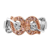 Sterling Silver & Rose-tone Vermeil Polished Pink CZ Heart Ring view 5