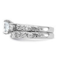 Sterling Silver Rhodium-plated 2-piece CZ Wedding Ring view 3