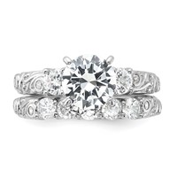 Sterling Silver Rhodium-plated 2-piece CZ Wedding Ring view 5