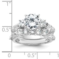 Sterling Silver Rhodium-plated 2-piece CZ Wedding Ring view 4