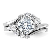 Sterling Silver Rhodium-plated 2-piece CZ Wedding Ring Set view 5