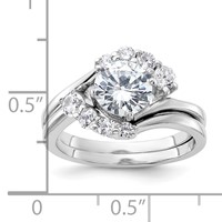 Sterling Silver Rhodium-plated 2-piece CZ Wedding Ring Set view 3