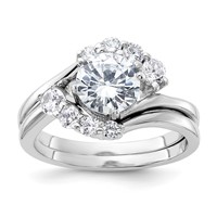 Sterling Silver Rhodium-plated 2-piece CZ Wedding Ring Set view 1