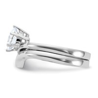 Sterling Silver Rhodium-plated 2-piece CZ Wedding Ring Set view 3