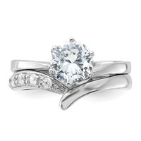 Sterling Silver Rhodium-plated 2-piece CZ Wedding Ring Set view 5