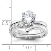 Sterling Silver Rhodium-plated 2-piece CZ Wedding Ring Set view 4