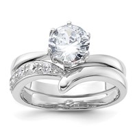 Sterling Silver Rhodium-plated 2-piece CZ Wedding Ring Set view 1