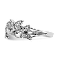 Sterling Silver Rhodium-plated Butterfly CZ Ring view 4
