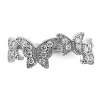 Sterling Silver Rhodium-plated Butterfly CZ Ring view 5