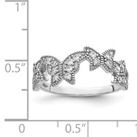 Sterling Silver Rhodium-plated Butterfly CZ Ring view 3