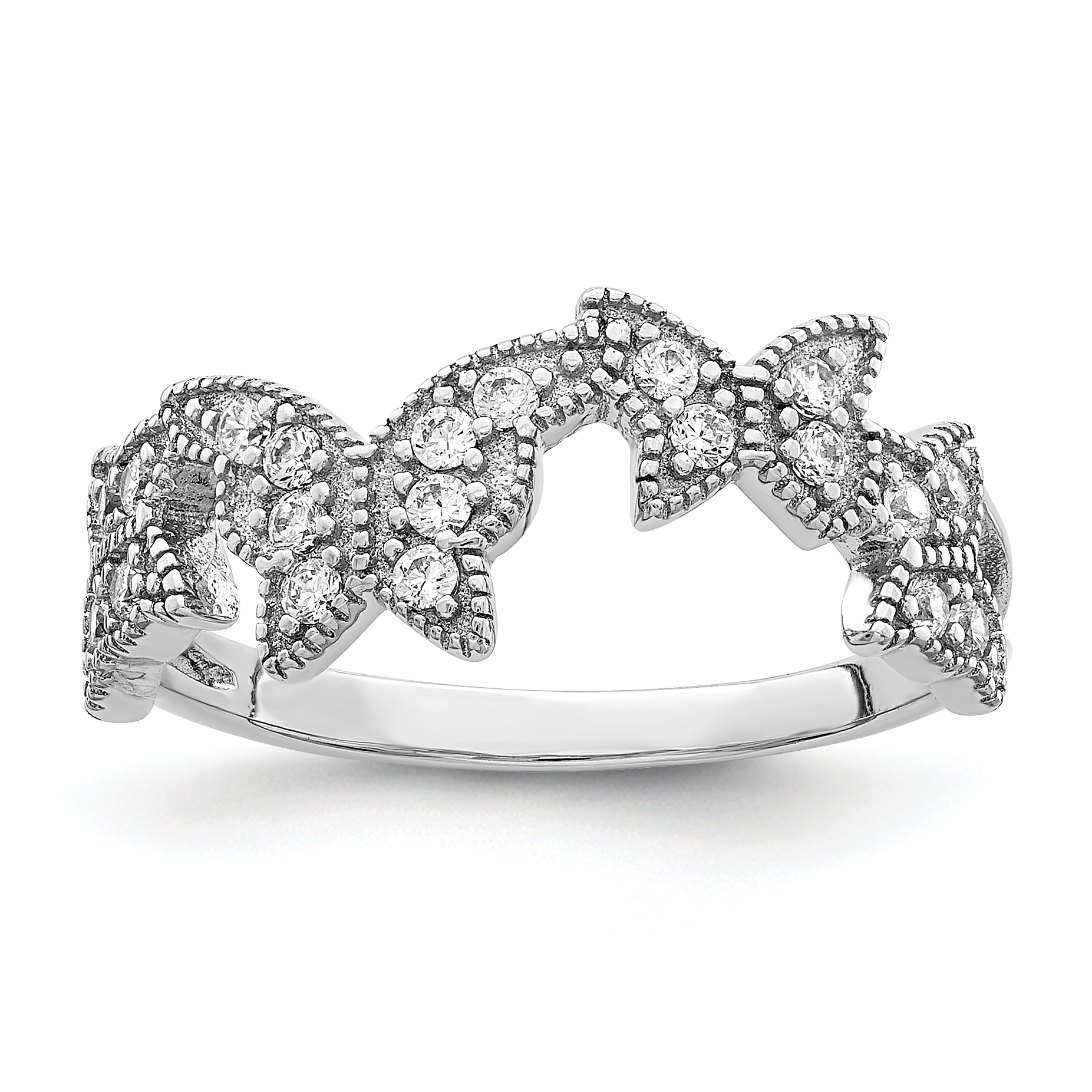 Sterling Silver Rhodium-plated Butterfly CZ Ring (QR2093-6)