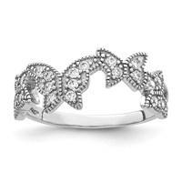 Sterling Silver Rhodium-plated Butterfly CZ Ring view 1