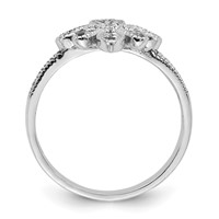 Sterling Silver Rhodium-plated CZ Fleur-de-lis Ring view 2