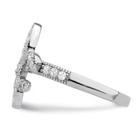 Sterling Silver Rhodium-plated CZ Fleur-de-lis Ring view 4