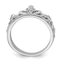Sterling Silver Rhodium-plated CZ Crown Ring view 2