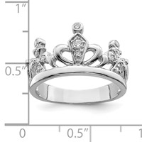 Sterling Silver Rhodium-plated CZ Crown Ring view 3