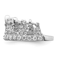 Sterling Silver Rhodium-plated Fleur-de-lis Crown CZ Ring view 4