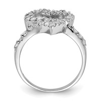Sterling Silver Polished CZ Open Heart Ring view 2