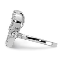 Sterling Silver Polished CZ Open Heart Ring view 4