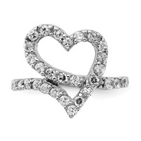 Sterling Silver Polished CZ Open Heart Ring view 5