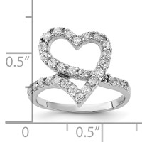 Sterling Silver Polished CZ Open Heart Ring view 3
