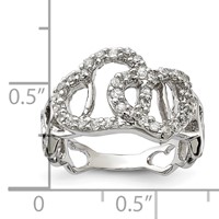Sterling Silver Polished CZ Heart Ring view 3