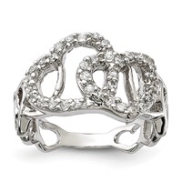 Sterling Silver Polished CZ Heart Ring view 1