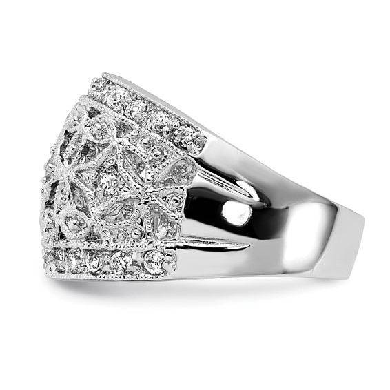 Sterling Silver Polished Fancy CZ Ring